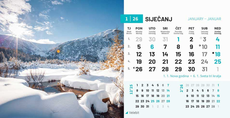 Stolni kalendar čestitka - priroda Hrvatske