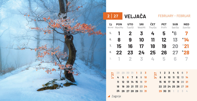 Stolni kalendar čestitka - priroda Hrvatske
