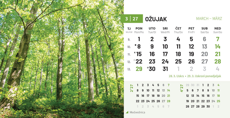 Stolni kalendar čestitka - priroda Hrvatske