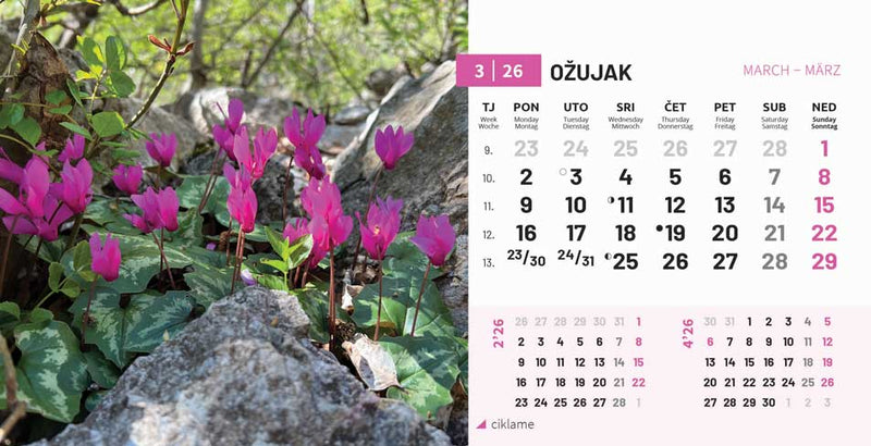 Stolni kalendar čestitka - priroda Hrvatske