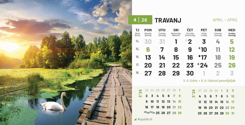 Stolni kalendar čestitka - priroda Hrvatske
