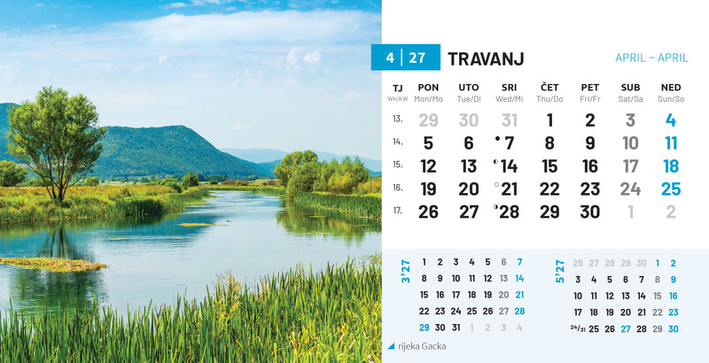Stolni kalendar čestitka - priroda Hrvatske