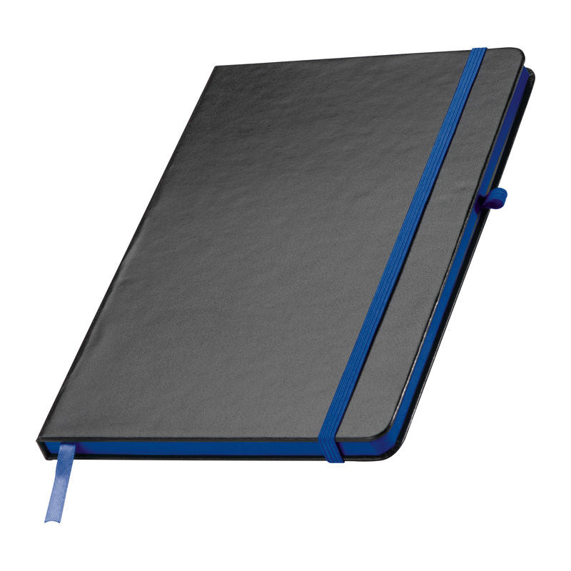 Promotivni A5 notes s koricama od PVC-a i obojanim rubom, plave boje | Poslovni pokloni