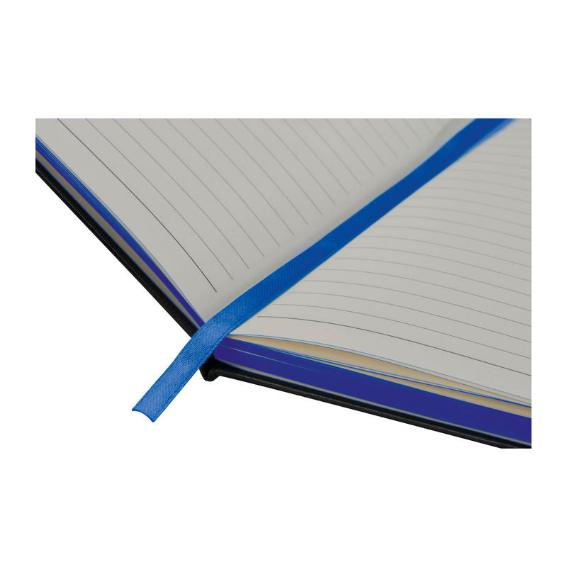 Reklamni A5 notes s koricama od PVC-a i obojanim rubom, plave boje | Poslovni pokloni