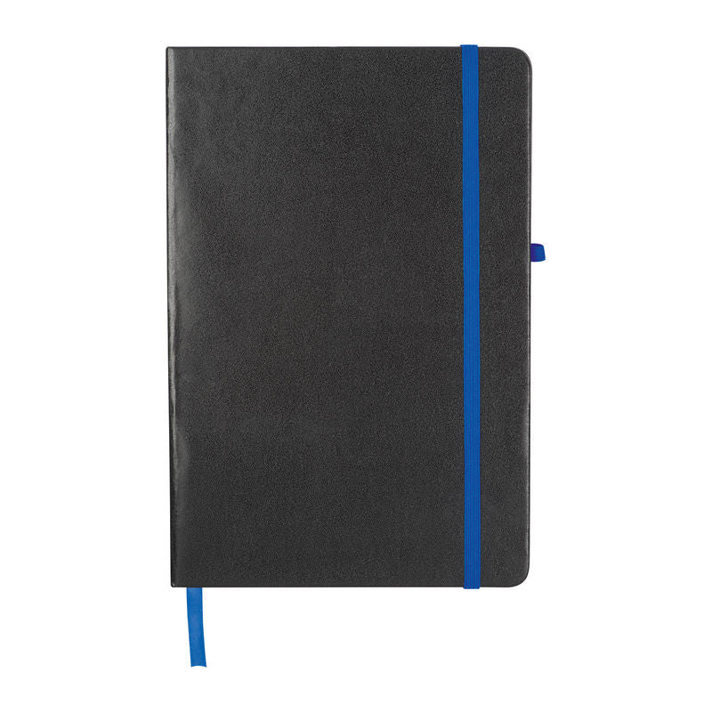 Promotivni A5 notes s koricama od PVC-a i obojanim rubom, plave boje | Promidžbeni pokloni