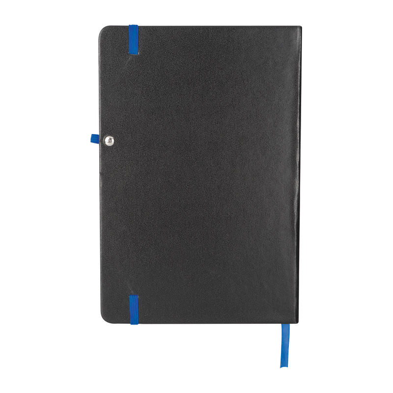 Reklamni A5 notes s koricama od PVC-a i obojanim rubom, plave boje | Promotivni pokloni