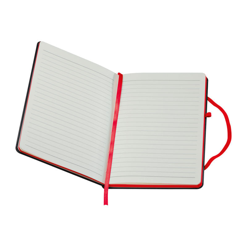 Promotivni A5 notes s koricama od PVC-a i obojanim rubom, crvene boje | Reklamni pokloni