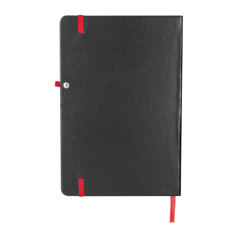 Promidžbeni A5 notes s koricama od PVC-a i obojanim rubom, crvene boje | Poslovni pokloni