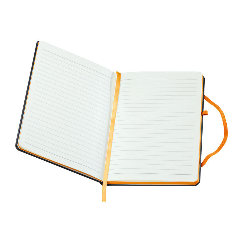 Promotivni A5 notes s koricama od PVC-a i obojanim rubom, narančaste boje | Reklamni pokloni