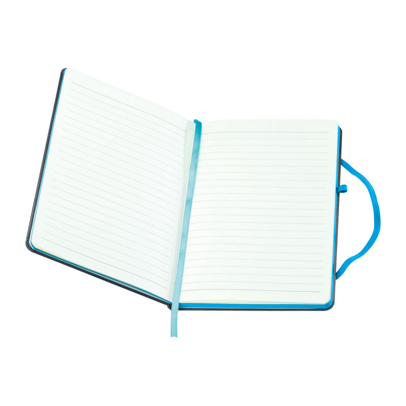 Promotivni A5 notes s koricama od PVC-a i obojanim rubom, tirkizne boje | Reklamni pokloni