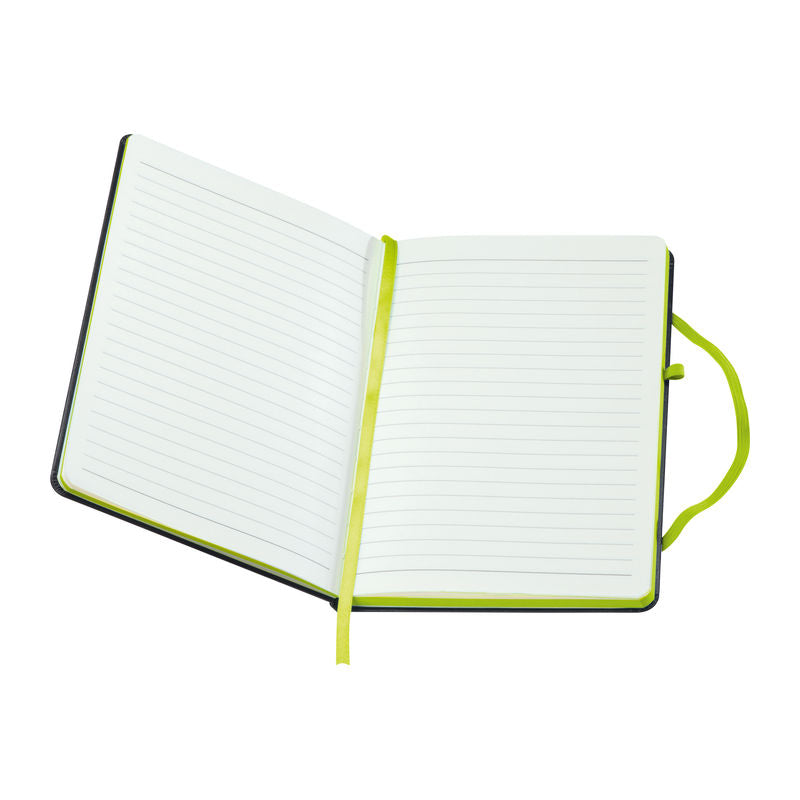 Promotivni A5 notes s koricama od PVC-a i obojanim rubom, zelene boje | Promotivni pokloni