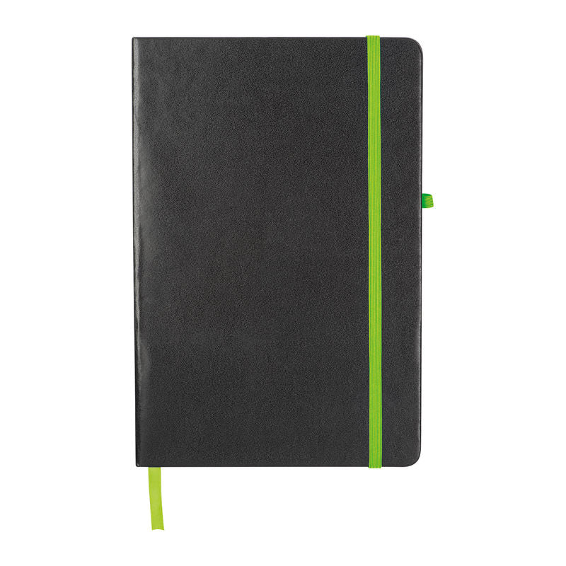 Promotivni A5 notes s koricama od PVC-a i obojanim rubom, zelene boje | Promidžbeni pokloni