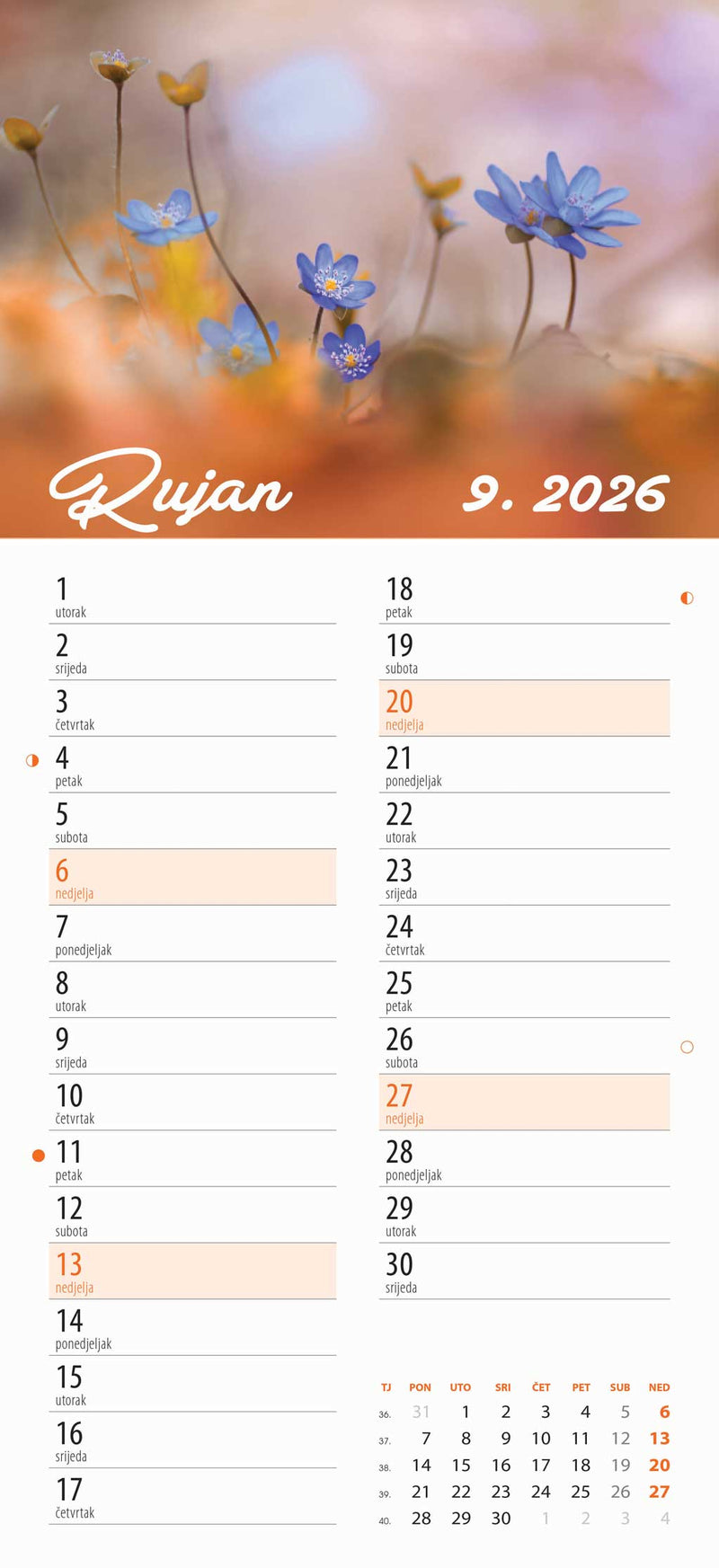 Promotivni zidni kalendar Cvjetni planer