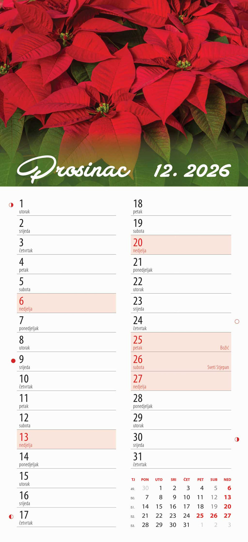 Promotivni zidni kalendar Cvjetni planer