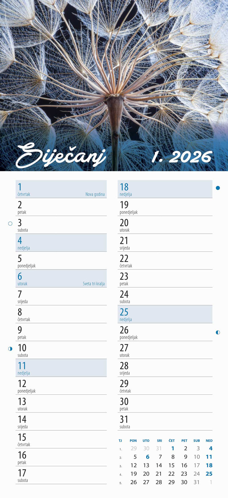 Promotivni zidni kalendar Cvjetni planer