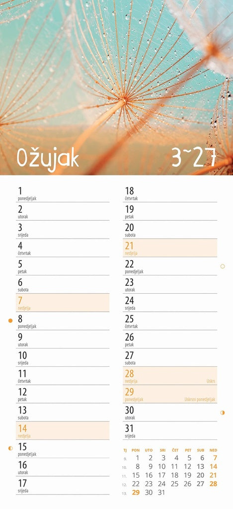 Promotivni zidni kalendar Cvjetni planer