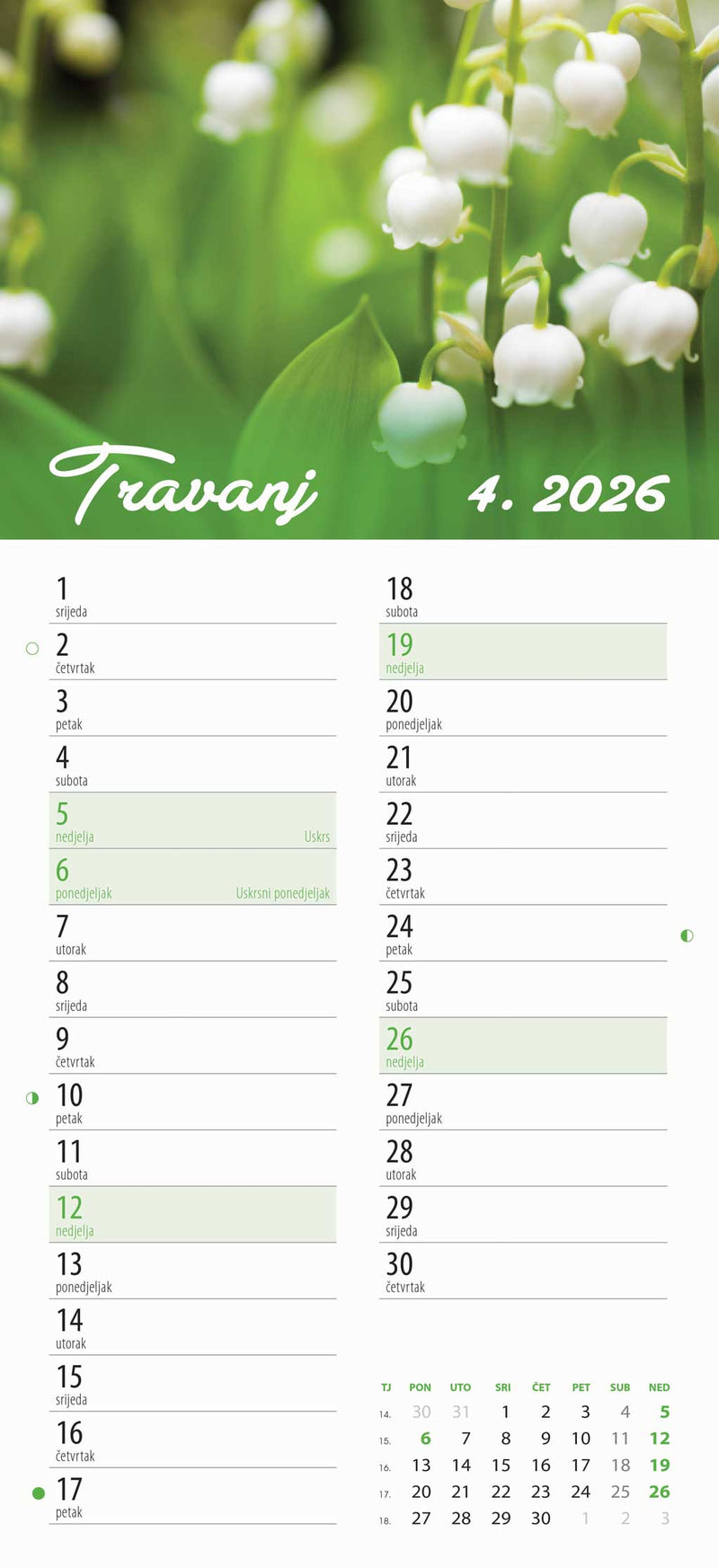 Promotivni zidni kalendar Cvjetni planer