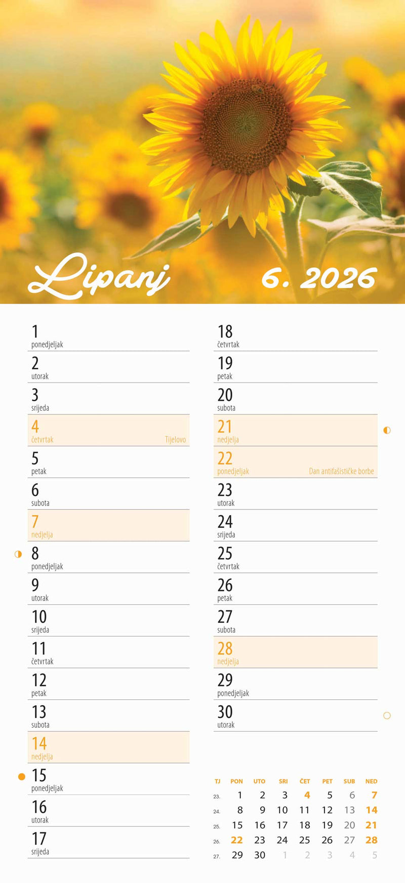 Promotivni zidni kalendar Cvjetni planer