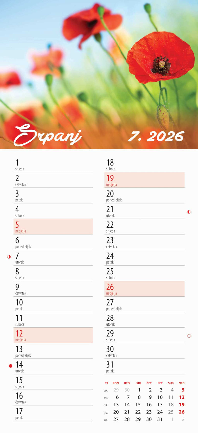 Promotivni zidni kalendar Cvjetni planer