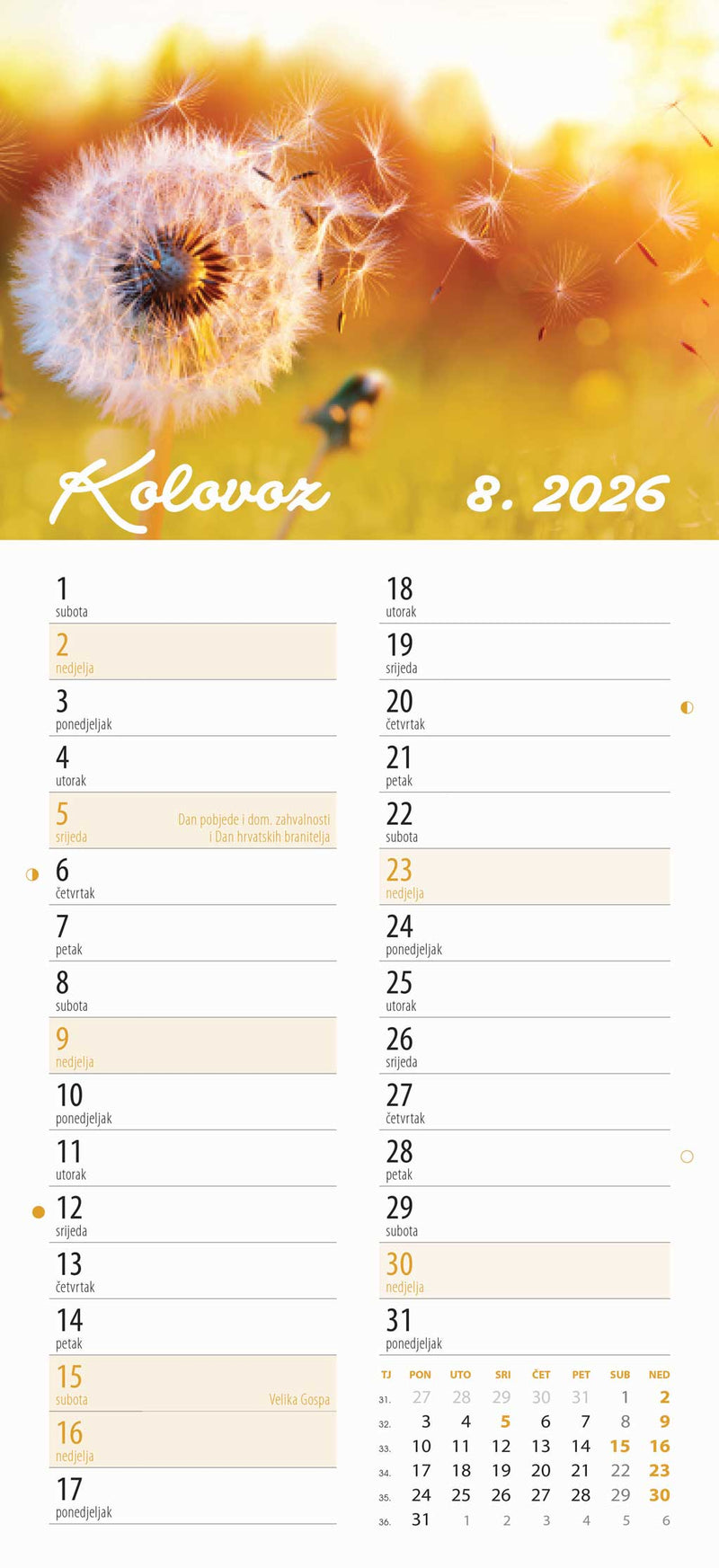 Promotivni zidni kalendar Cvjetni planer