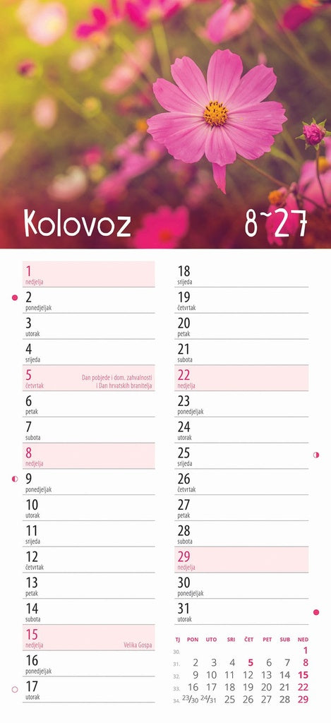 Promotivni zidni kalendar Cvjetni planer