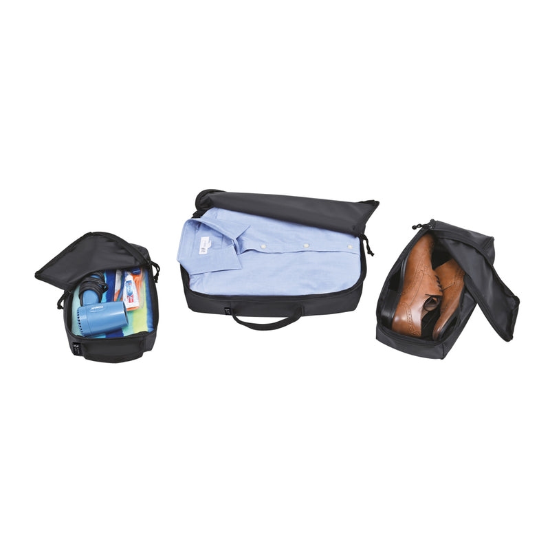 Promotivni ekološki set za organizaciju prtljage u 3 veličine od reciklirane tkanine, crna boja | Promidžbeni pokloni