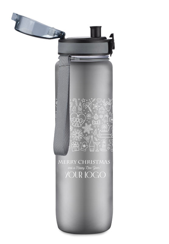 Promotivna sportska motivacijska boca za vodu 1000ml, crne boje s tiskom | Poslovni pokloni