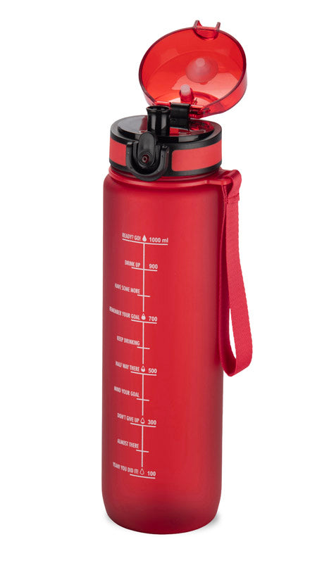 Promotivna sportska motivacijska boca za vodu 1000ml, crvene boje | Reklamni pokloni