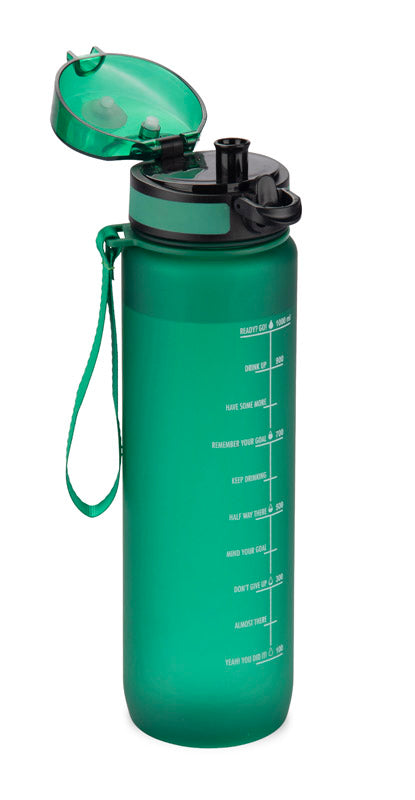 Reklamna sportska motivacijska boca za vodu 1000ml, zelene boje | Promotivni pokloni