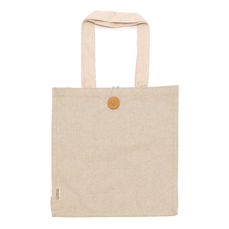 Čvrsta eko vrećica za kupovinu od recikliranog pamuka s unutarnjim džepom i gumbom za zatvaranje