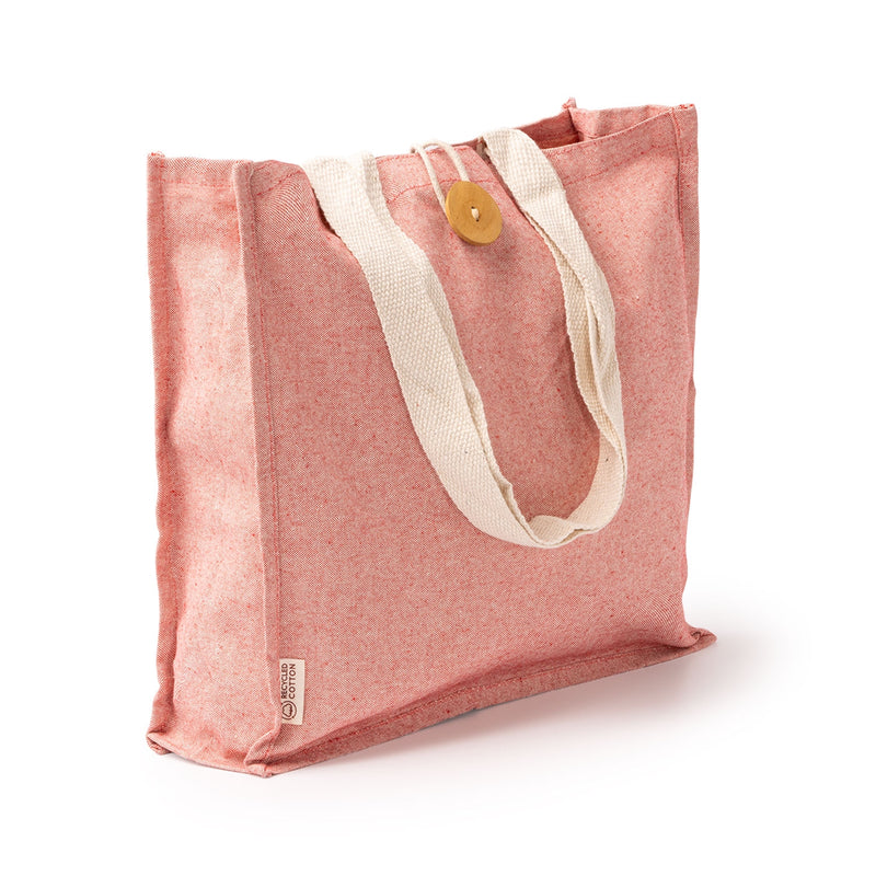 Čvrsta eko vrećica za kupovinu od recikliranog pamuka s unutarnjim džepom i gumbom za zatvaranje