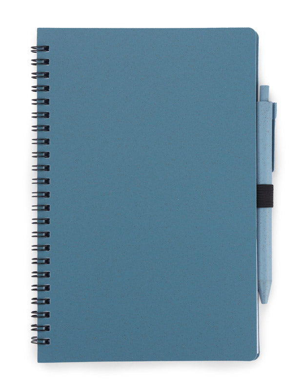 Spiralni eko A5 notes s kemijskom olovkom od vlakana slame