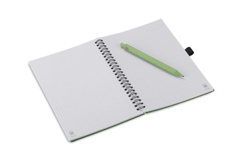 Spiralni eko A5 notes s kemijskom olovkom od vlakana slame