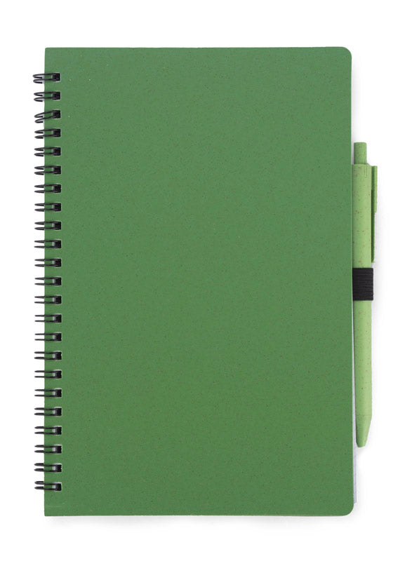 Spiralni eko A5 notes s kemijskom olovkom od vlakana slame