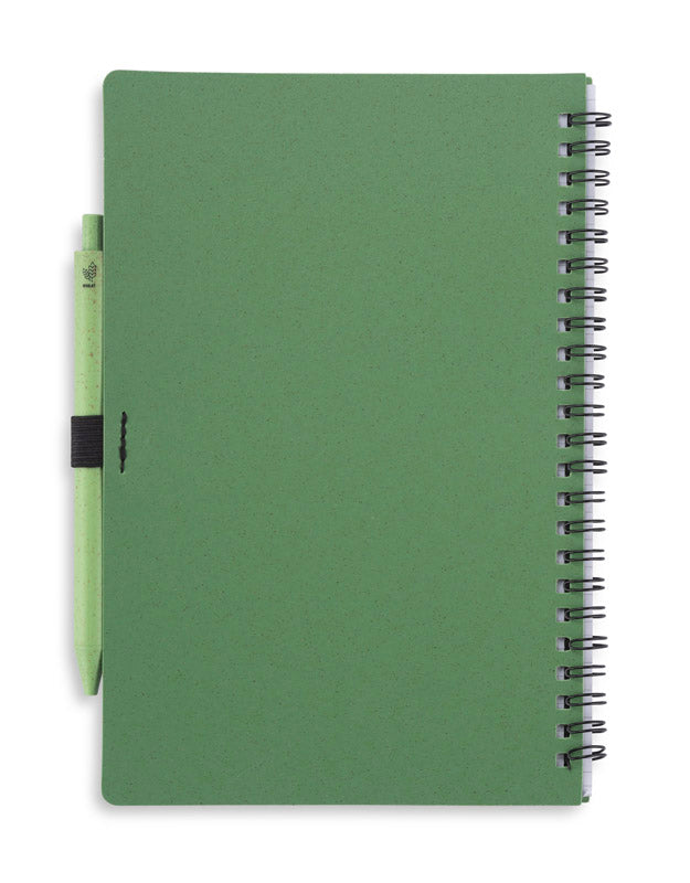 Spiralni eko A5 notes s kemijskom olovkom od vlakana slame