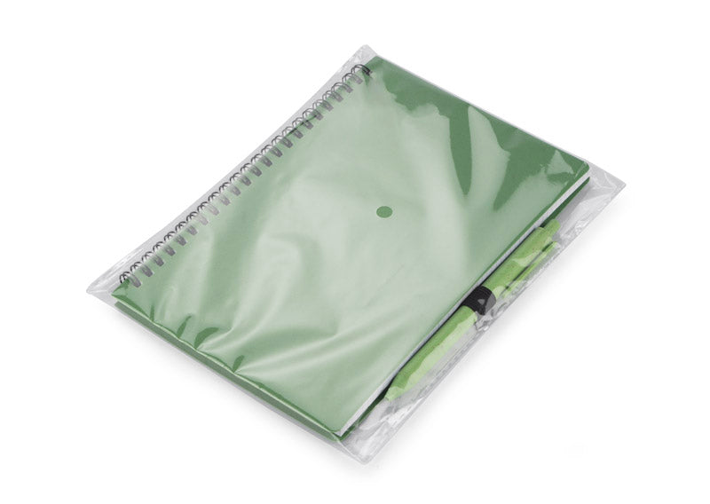 Spiralni eko A5 notes s kemijskom olovkom od vlakana slame