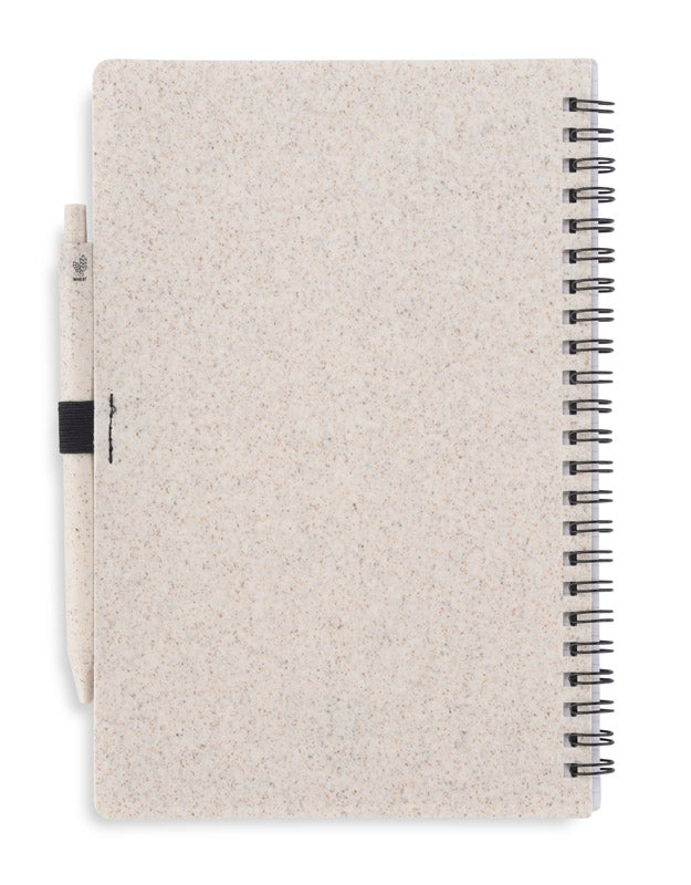 Spiralni eko A5 notes s kemijskom olovkom od vlakana slame