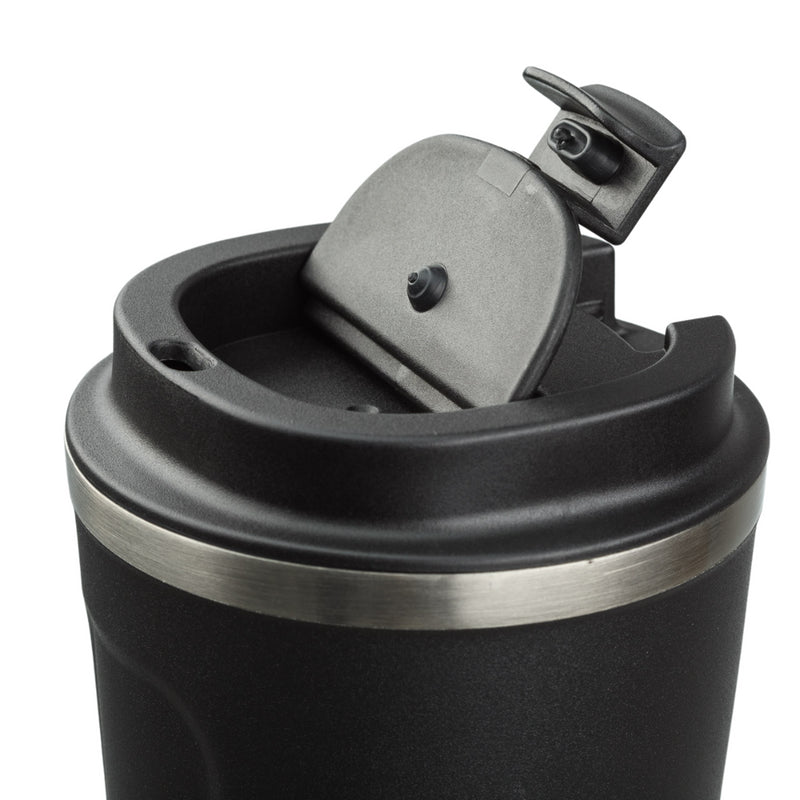 Promidžbena termo šalica od vrhunskog nehrđajućeg čelika, 350ml, crne boje | Poslovni pokloni