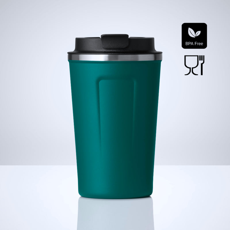 Promotivna termo šalica od vrhunskog nehrđajućeg čelika, 350ml, tamno zelene boje | Poslovni pokloni