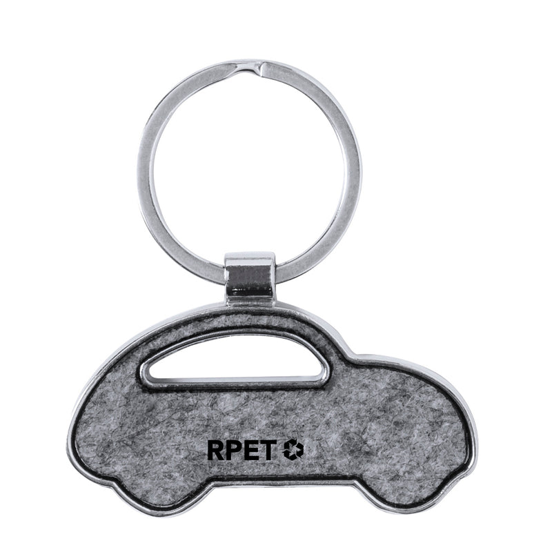 Promotivni privjesak za ključeve od metala i RPET filca, srebrne boje | Reklamni pokloni