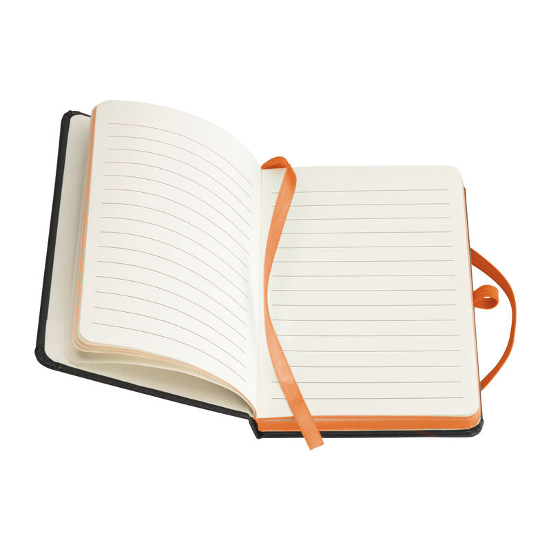 Promotivni A6 notes s koricama od PU-a i obojanim rubom, narančaste boje | Reklamni pokloni