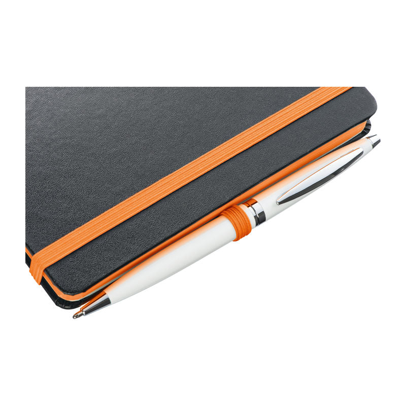 Promotivni A6 notes s koricama od PU-a i obojanim rubom, narančaste boje | Promidžbeni pokloni