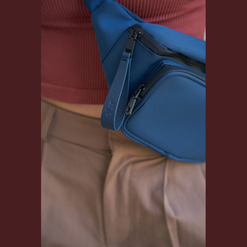 Reklamna torbica oko struka Port Grimaud (MoLu) od 400D najlona, plave boje | Promo pokloni