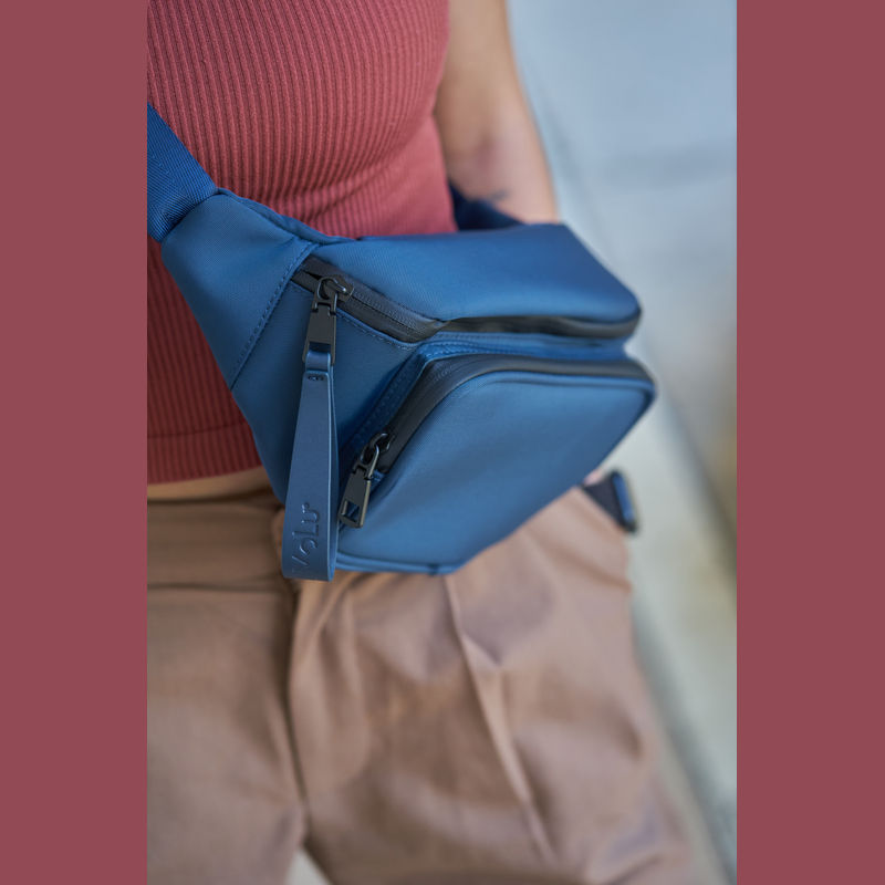 Reklamna torbica oko struka Port Grimaud (MoLu) od 400D najlona, plave boje | Promidžbeni pokloni