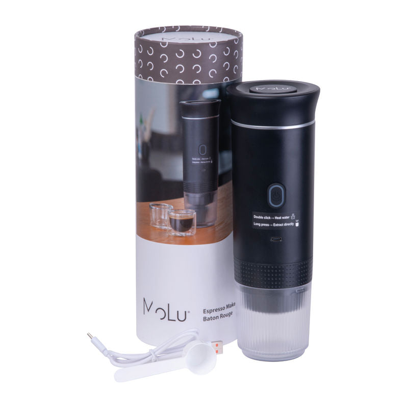 MoLu 3-u-1 prijenosni espresso aparat, crne boje | Poslovni pokloni