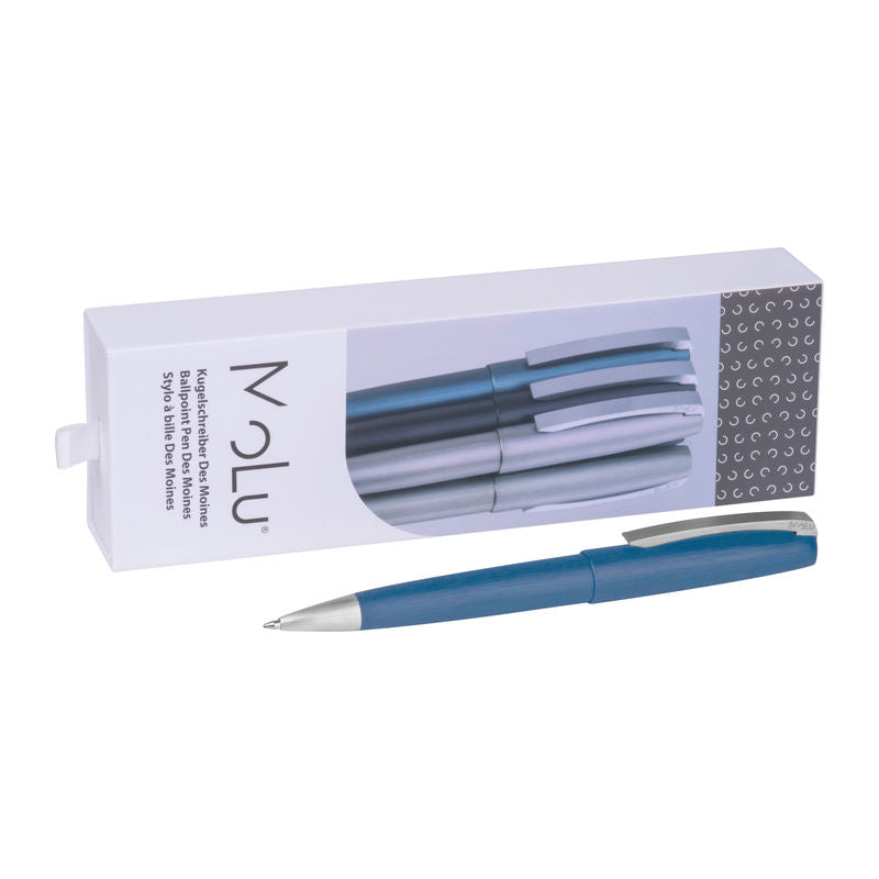 Promotivna MoLu metalna kemijska olovka Des Moines, plave boje | Poslovni pokloni