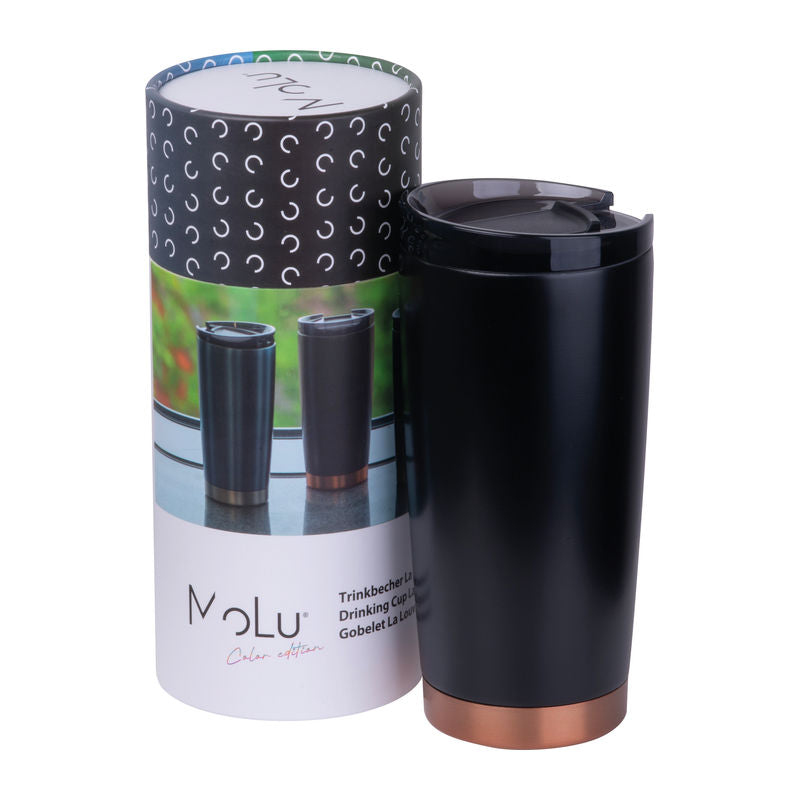 Promotivna MoLu termo šalica La Louvière, 600ml crne boje | Poslovni pokloni