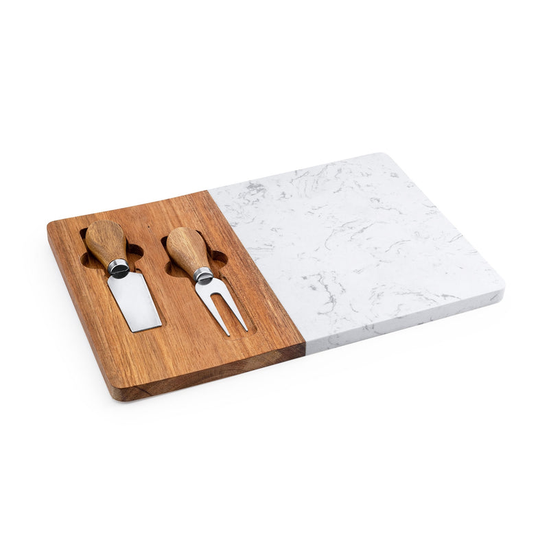 Set za sir s daskom od drva bagrema i mramora