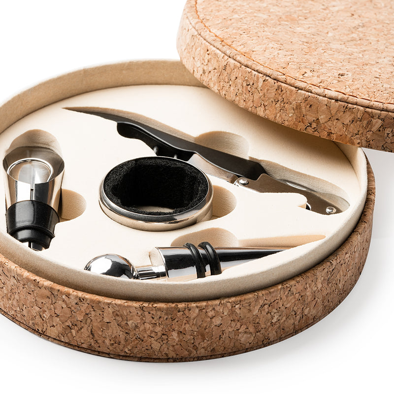 Vinski set u okrugloj kutiji od pluta