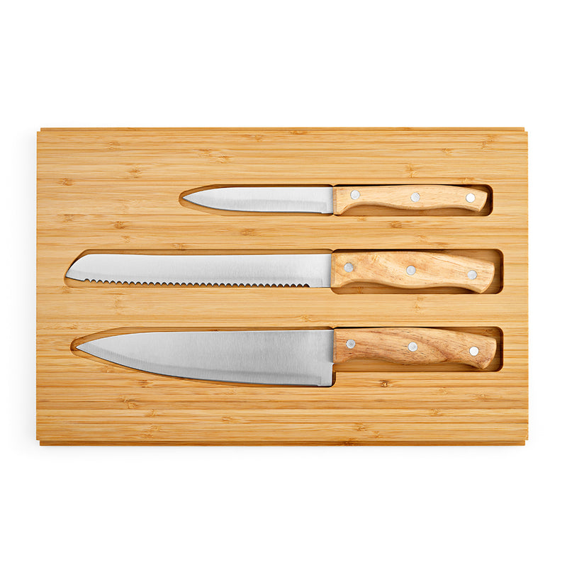 Promotivni bambusov set noževa, smeđa boja | Reklamni pokloni